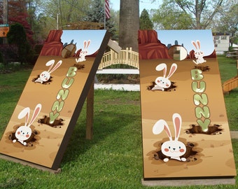 Bunny Custom Cornhole Wraps Decal Sticker 3D Texture Single - Laminated - Skin Vinyl Decal for Cornhole Wraps