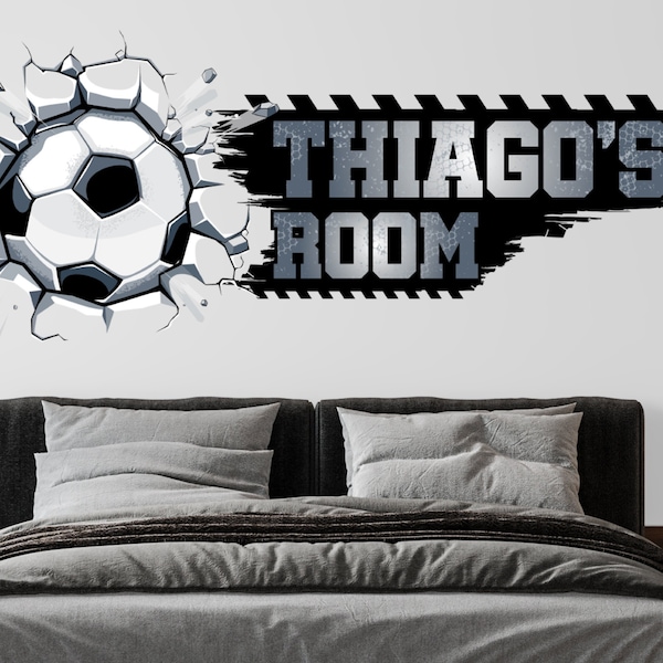 Name Soccer Wall Decals for Boys Room Decor - Soccer Personalized Name for Baby Nursery - Soccer Wall Decal for Boys Room - Custom Art