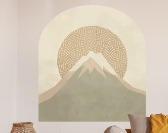 Décalcomanie murale coucher de soleil - Décor de chambre abstraite - Stickers muraux - Minimaliste - Décor Bohême - Sun Mountain