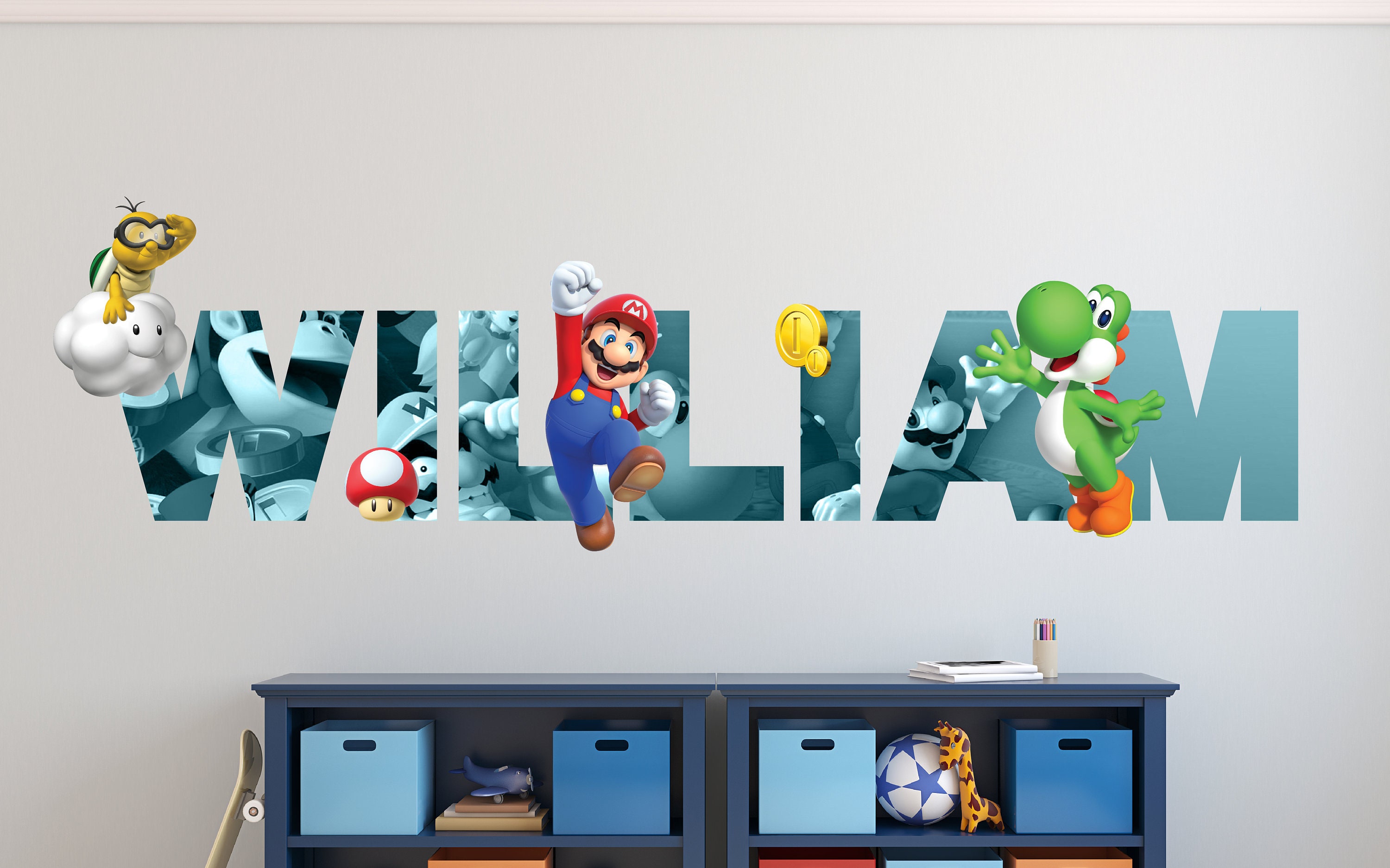 Mario Odyssey Wall Decal Wall Sticker Custom Name Decal Etsy