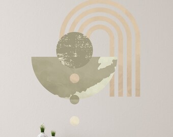 Planet Room Decoration, Wallpapers, Geometric Art Wall Stickers, Moon Wallpaper, Vinyl Sticker KA454