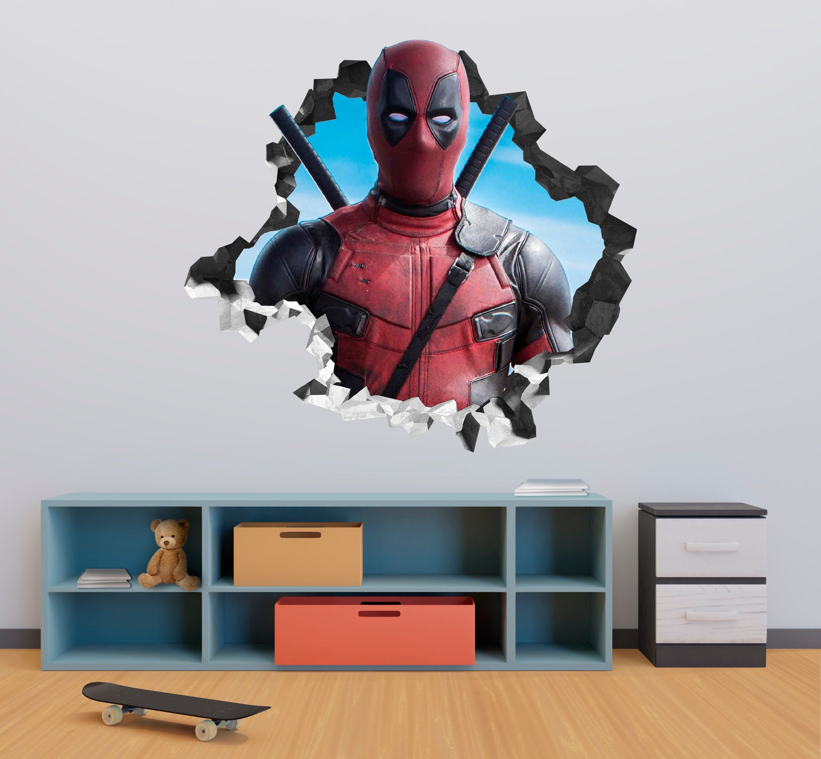 Deadpool Wall Decal Deadpool Wall Sticker Wall Decor 3D Etsy