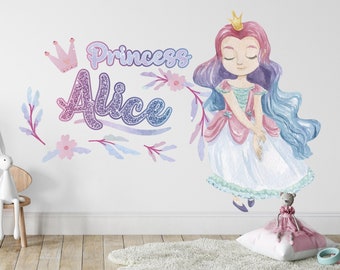 Personalized Princess Wall Decal Custom Name for Girls - Wall Stickers for Girls Bedroom Decor