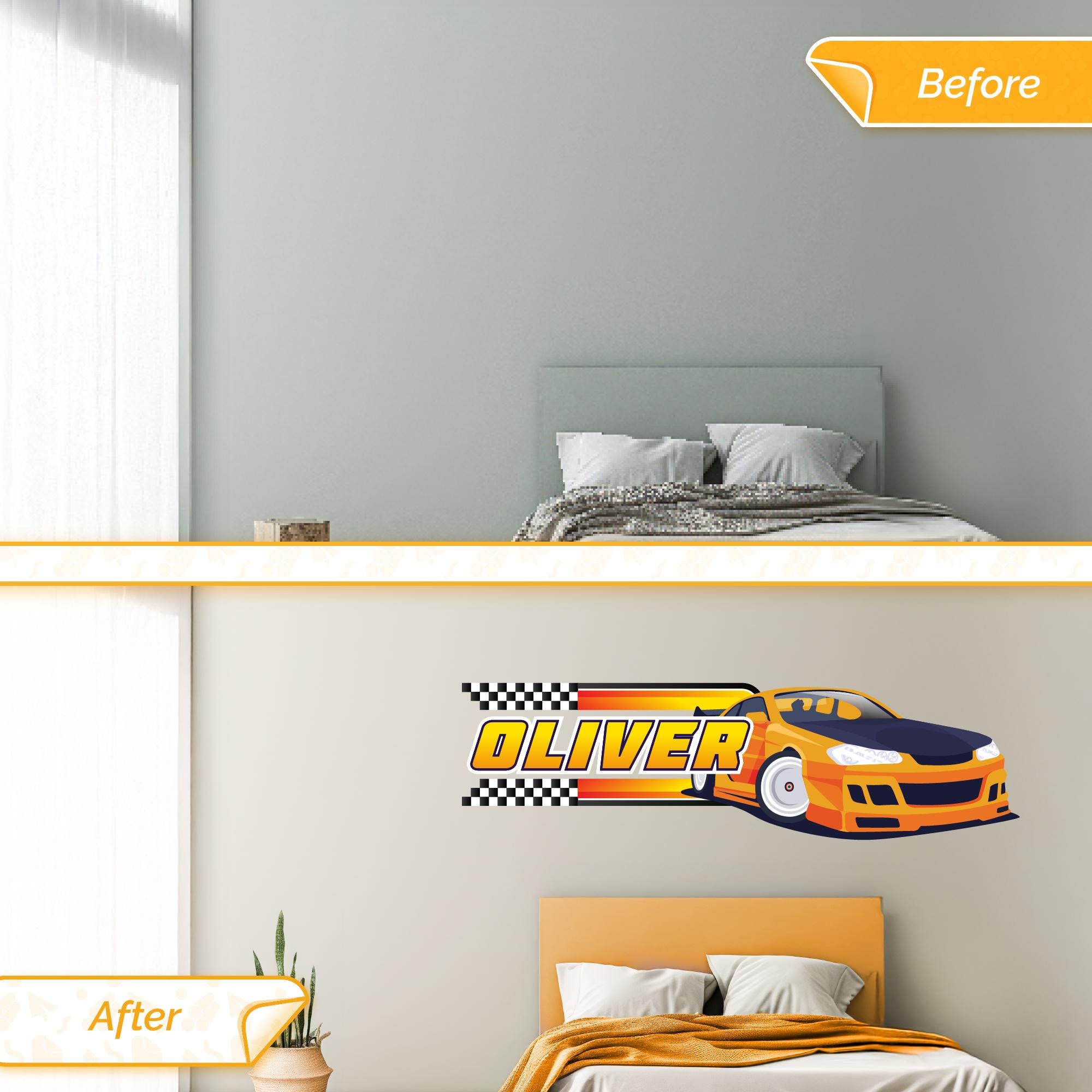Personalized Race Car Name Wall Decal – Custom Boys Bedroom Vinyl ...