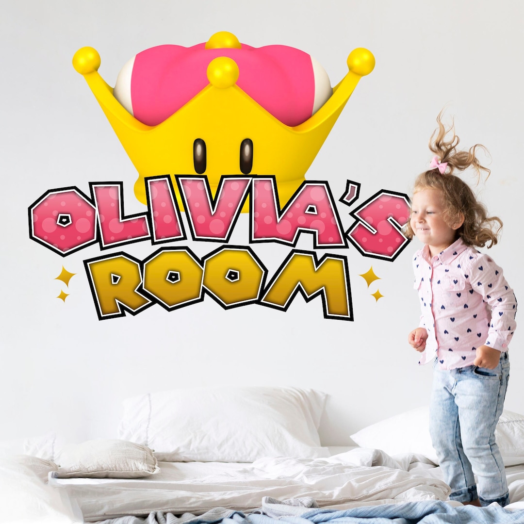 Peach Pink Princess Crown Wall Decal Personalized Name Home Decor Ideal ...
