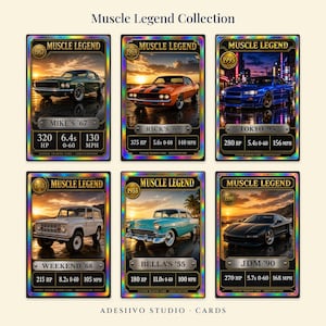 Custom Car Trading Card, Personalized Muscle Car Gift, Classic Car Digital Download, Your Photo + Specs, Car Lover & Dad Gift