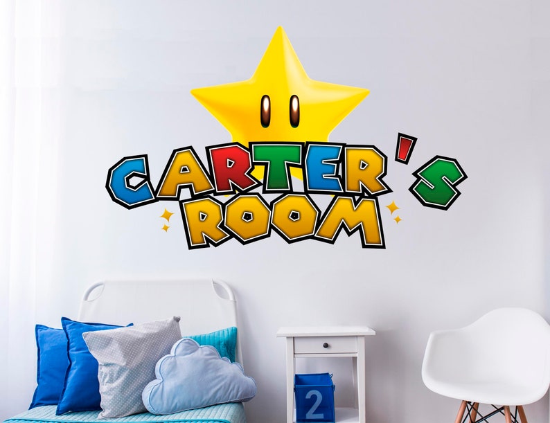 Mario Wall Decal Super Mario Kids Wall Sticker Star Mario Etsy