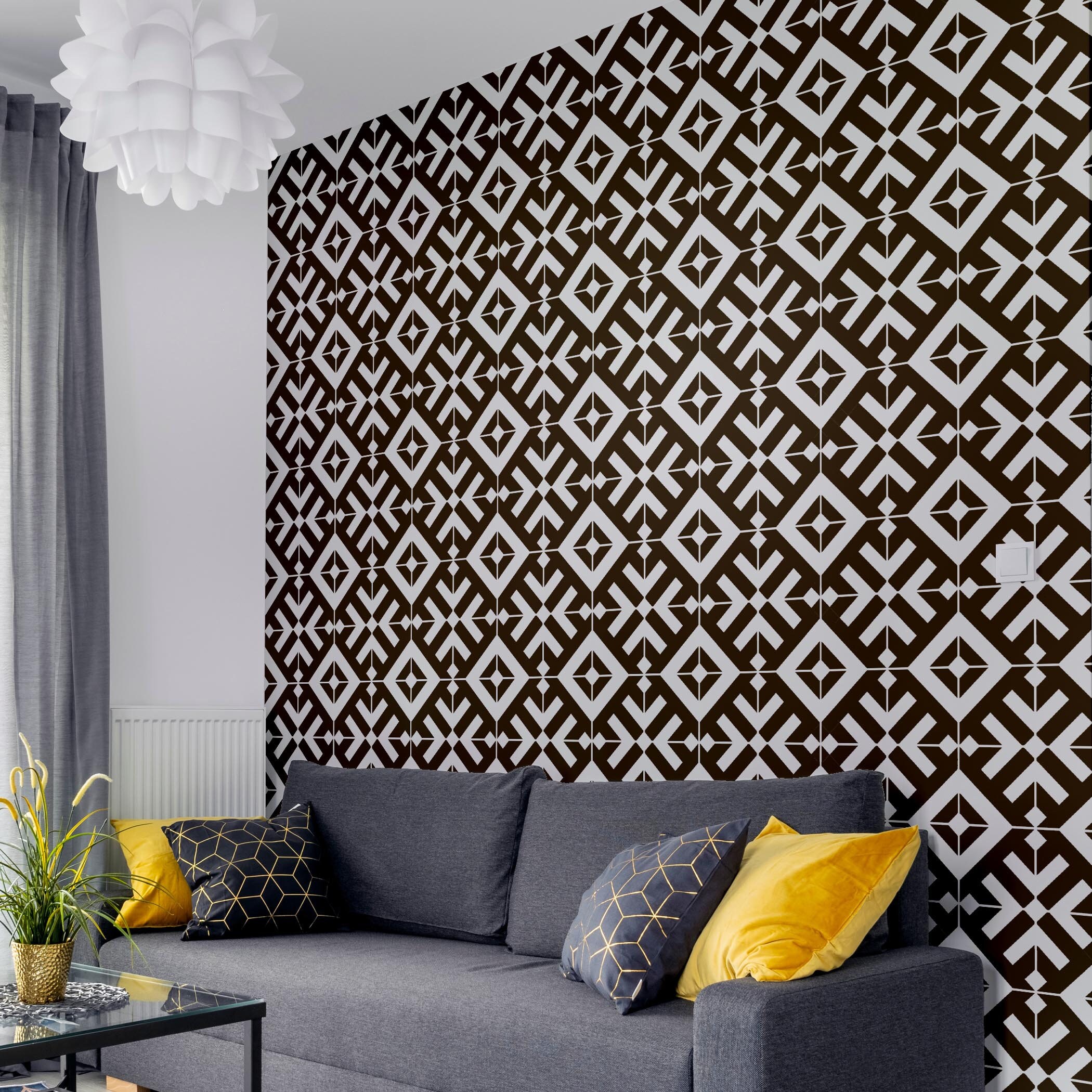 Boho Ceramic decor Mural Removable wallpaper boho Wall Decor | Etsy