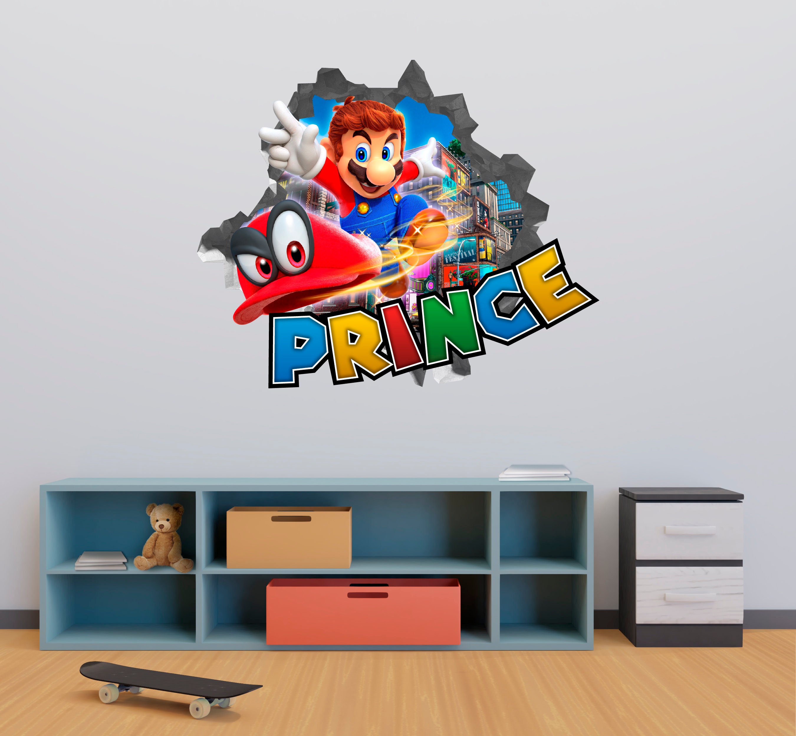 Mario Odyssey Wall Decal Wall Sticker Custom Name Decal Etsy
