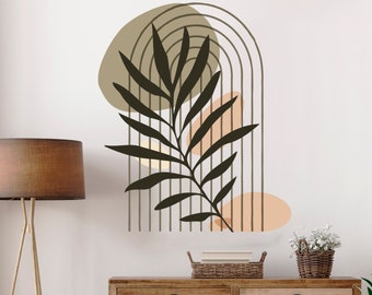 Autocollant mural feuilles tropicales - Décoration de chambre fleurs - Autocollants décoratifs - Fleur minimaliste - Décor Bohême - Silhouette