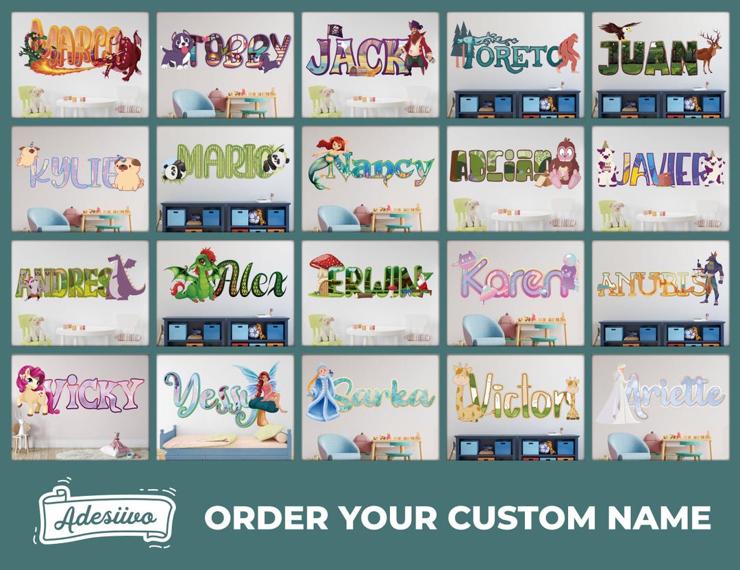Custom Name Wall Decal Personalized Kids Nursery Bedroom Vinyl Sticker ...