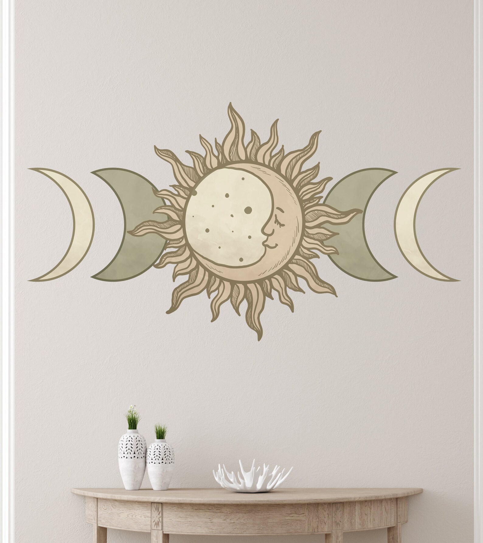 Sun Moon Wall Decal Abstract Wall Decal Moon Contemporary Etsy