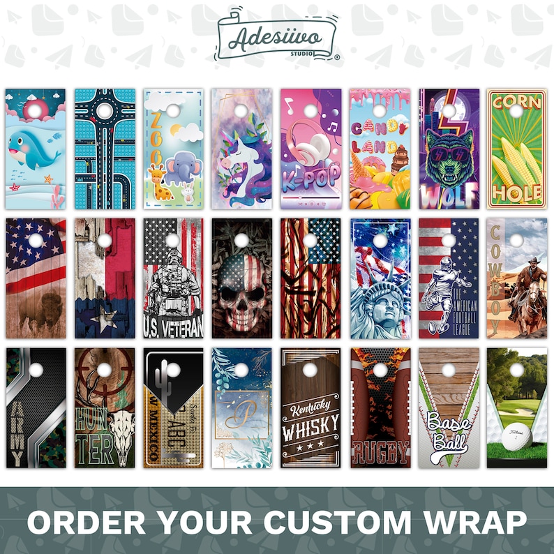 Custom Cornhole Boards Wrap Decal Sticker 3D Texture Single - Laminated - Skin Custom Vinyl for Cornhole Board image 2