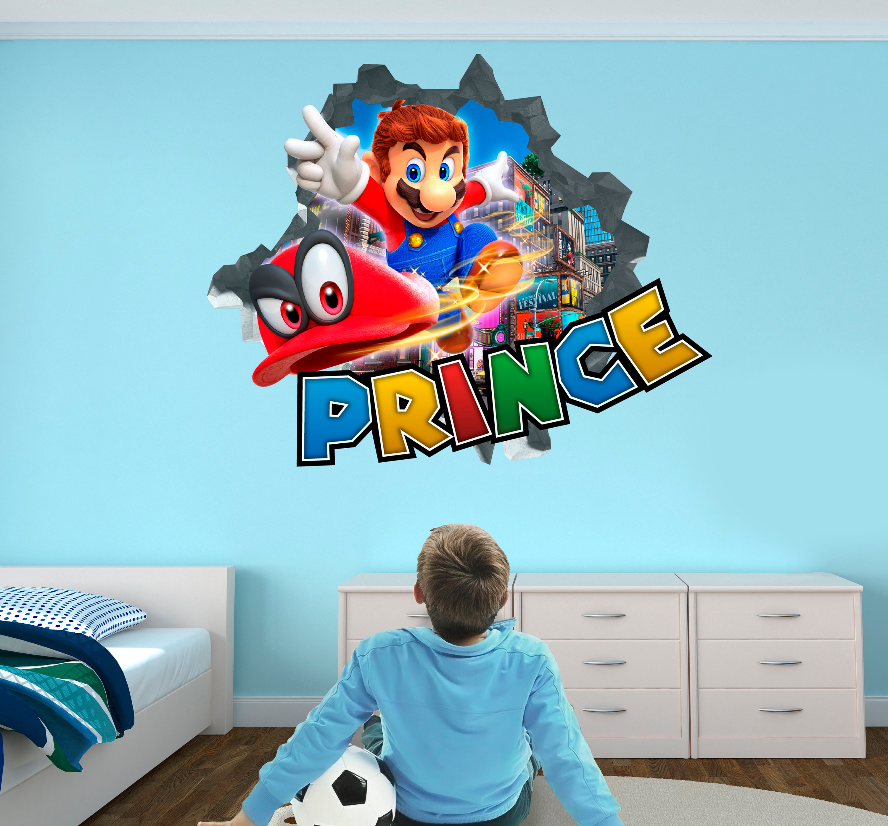 Mario Odyssey Wall Decal Wall Sticker Custom Name Decal Etsy
