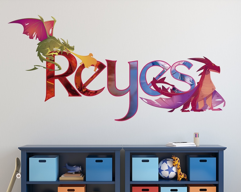 Dragons Wall Decal Nursery Wall Sticker Custom Name Decal Etsy