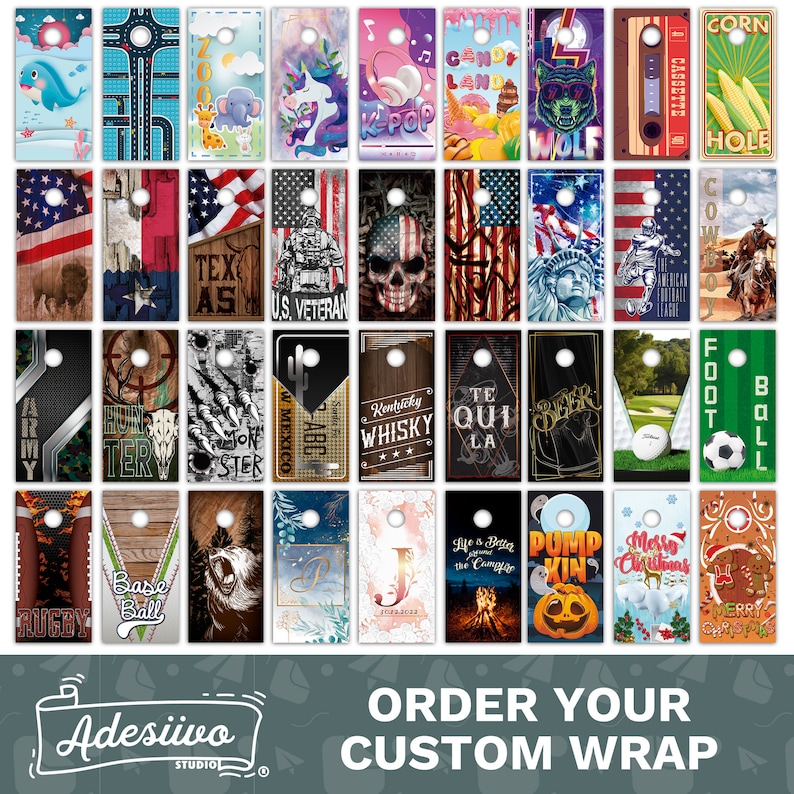 Custom Cornhole Boards Wrap Decal Sticker 3D Texture Single - Laminated - Skin Custom Vinyl for Cornhole Board image 1