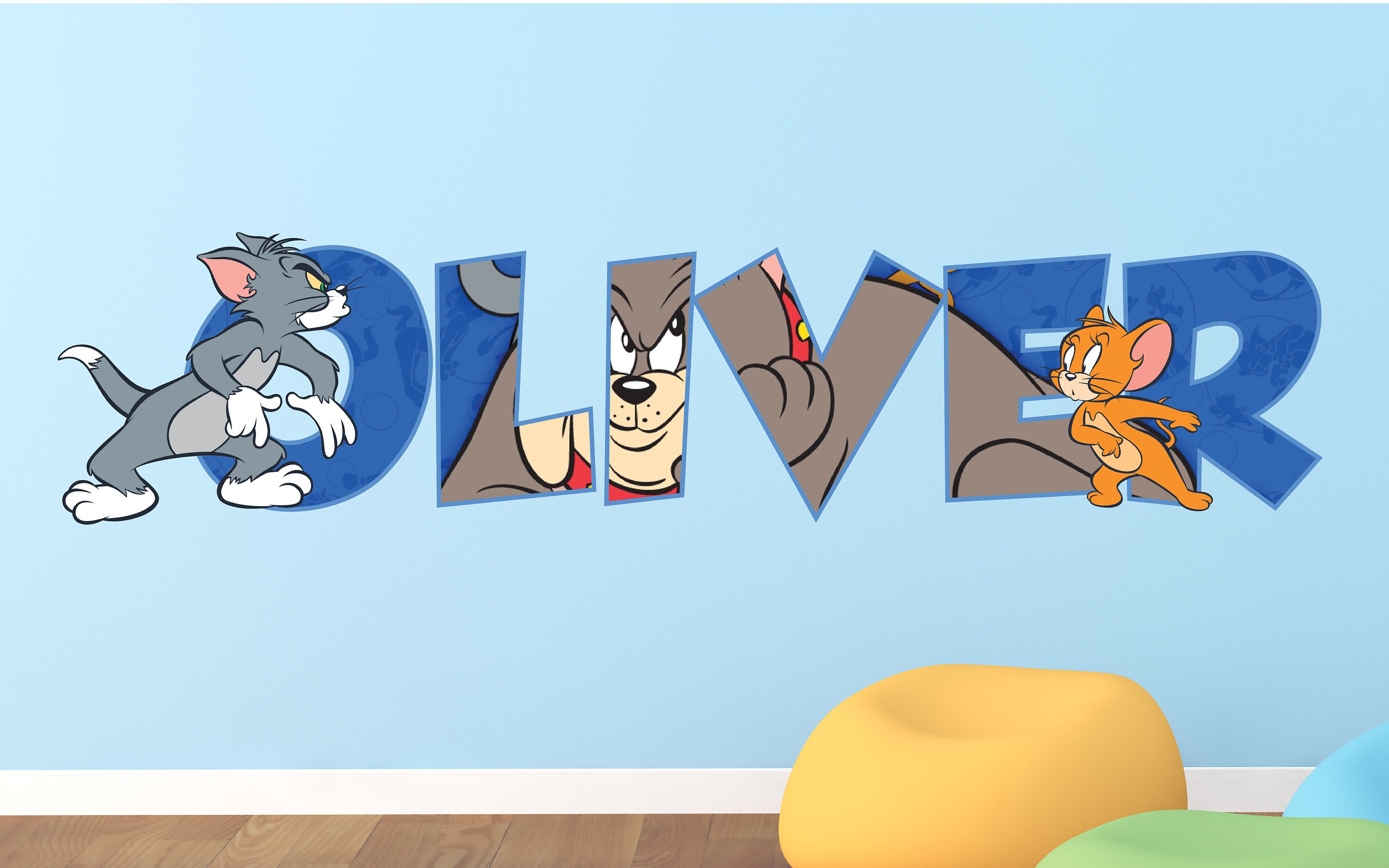 Tom and Jerry Wall Decal Wall Sticker Custom Name Decal Etsy