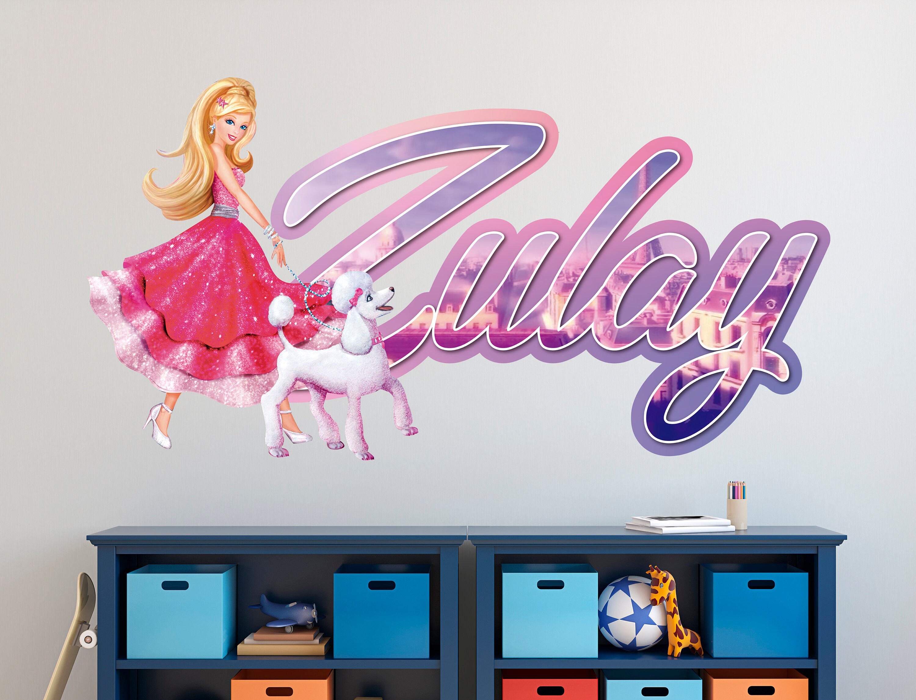Princess Barbie Wall Decal Wall Sticker Custom Name Decal Etsy