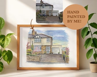 Hand Painted Watercolor House Portrait, Custom Home Painting, New Home Gift