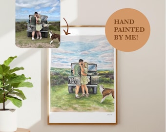 Hand Painted Watercolour Family Portrait | Custom Family & Pets Painting