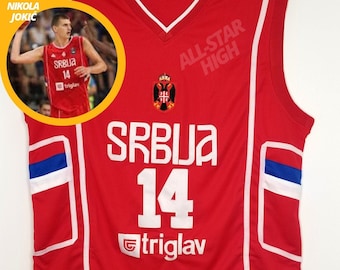 Nikola Jokic Serbia Euro Basketball Jersey (Red) | Throwback Custom Retro Sports Fan Apparel Jersey