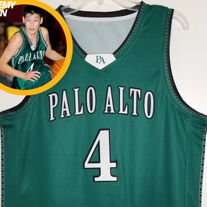 May include: Green basketball jersey with black trim and the words "PALO ALTO" in white lettering. The number "4" is on the front of the jersey in white.