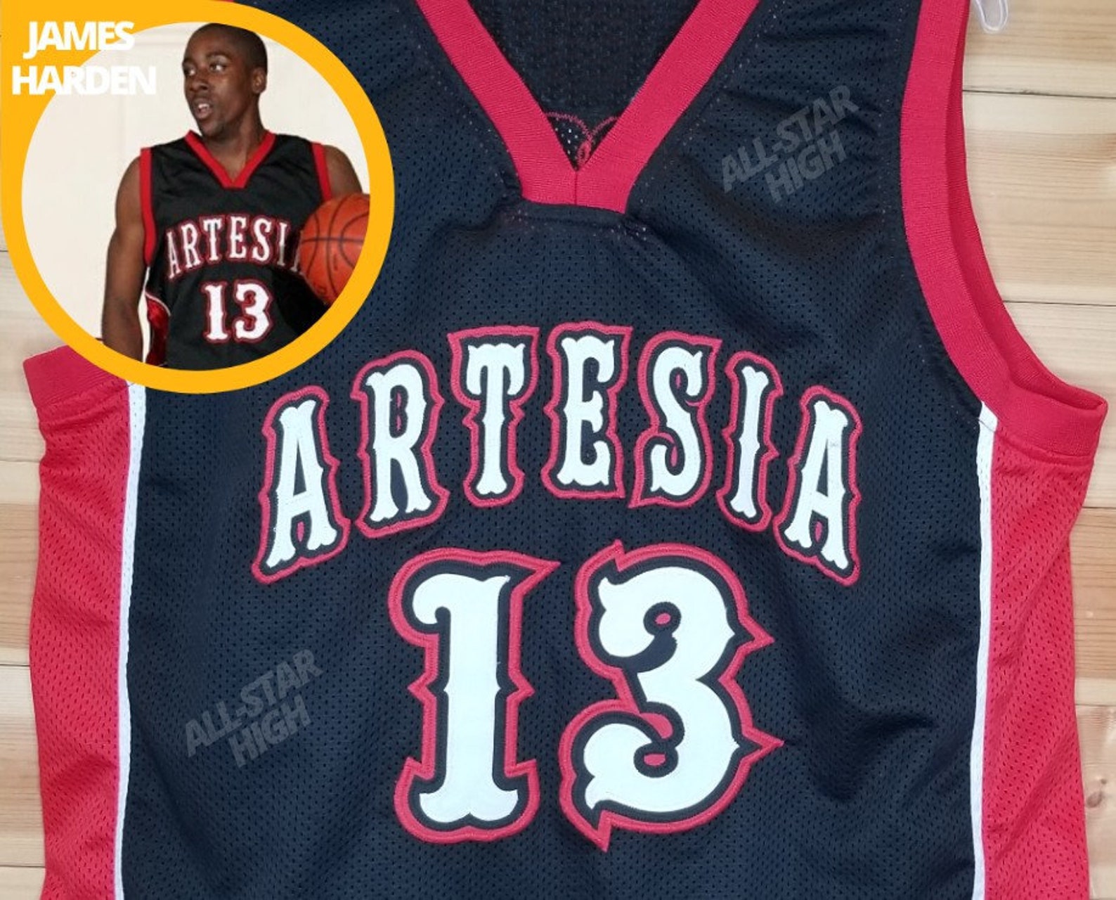 James Harden High School Basketball Jersey Artesia black Etsy