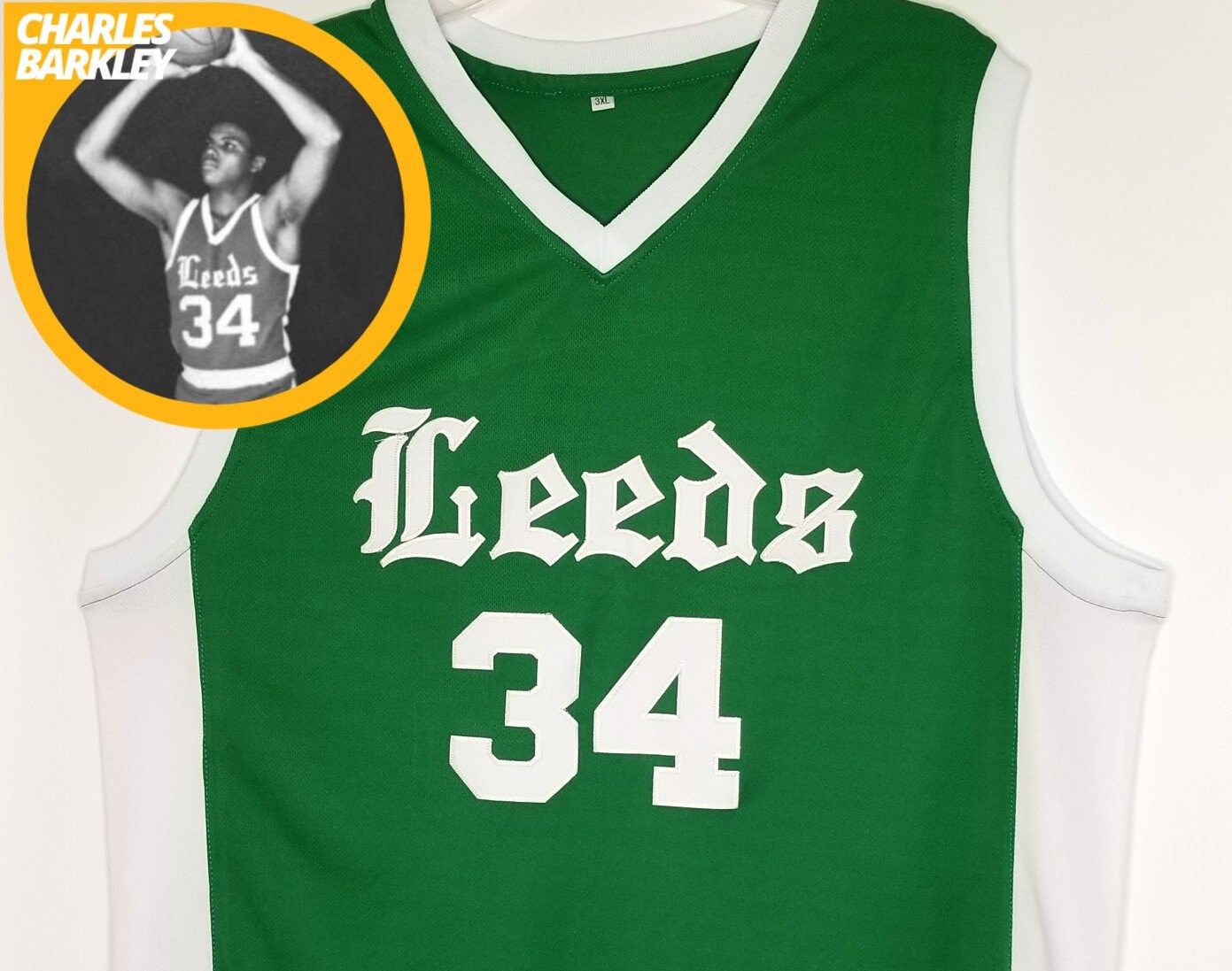 Leeds Green Wave Charles Barkley Green High School Jersey (S) 