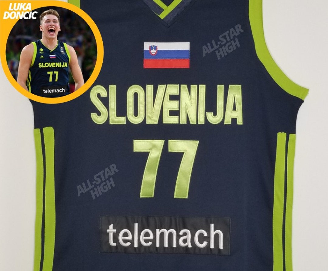 Luka Doncic Slovenia Euro Basketball Jersey (blue) | Throwback