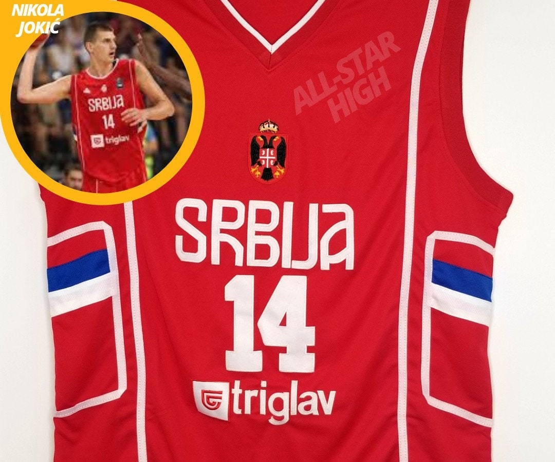 2023 Nikola Jokic #15 Team Serbia Type Basketball Jersey Custom Name Sewn  S-6XL