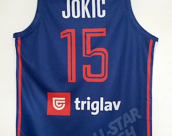 Maillot de basket-ball Serbie Euro Nikola Jokic (Bleu) Maillot