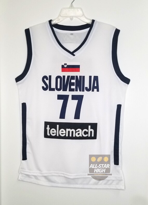 JordansSecretStuff Luka Doncic Real Madrid EuroLeague Basketball Jersey (White) Custom Throwback Retro Jersey 2XL