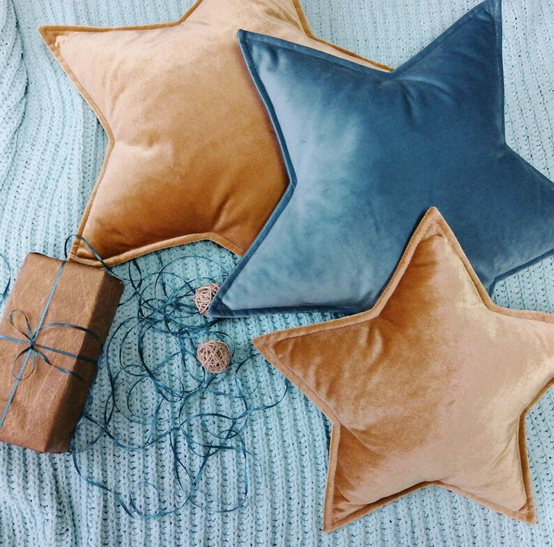 Star shaped pillow / Star pillow / Soft pillow / Mustard Etsy