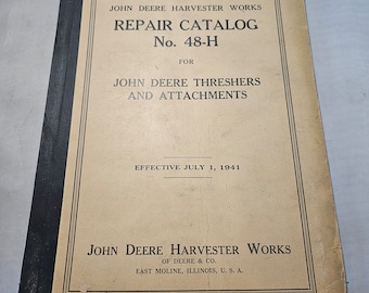 John deere repair catalog  48 H vintage 1941 threshing machines