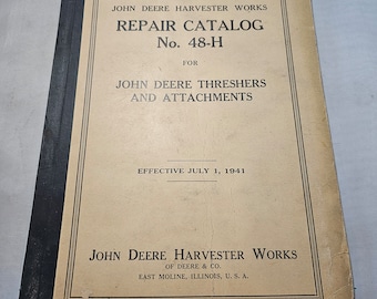 John deere repair catalog  48 H vintage 1941 threshing machines