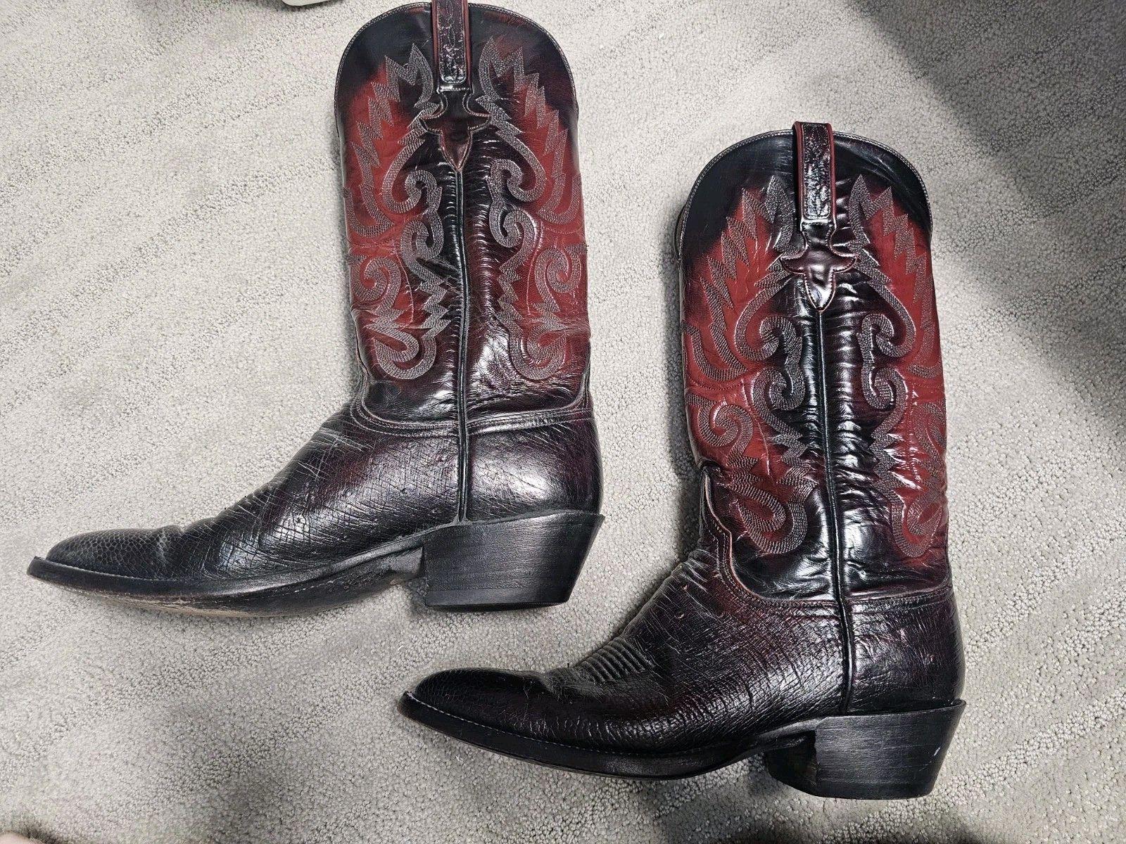 Vintage Lucchese Smooth Ostrich Cowboy Boots in Black Cherry Austin Ostrich Boots - Black Cherry - Round Toe (AV230  main image 3