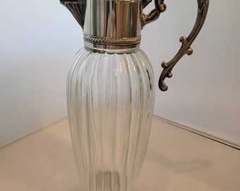 Sheraton Silverplate Italy Glass Crystal Claret Carafe Pitcher Jug
