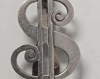 Vintage Solid 800 Silver Money Clip - Dollar Sign - Etsy