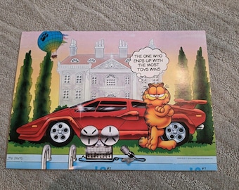 Vtg NOS Argus Poster 1978 Garfield Corvette The One With Most Toys Wins 19x13.5