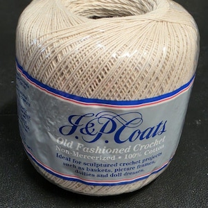 J&P Coats Knit-Cro-Sheen Cotton crochet thread Ecru 350 Yards New