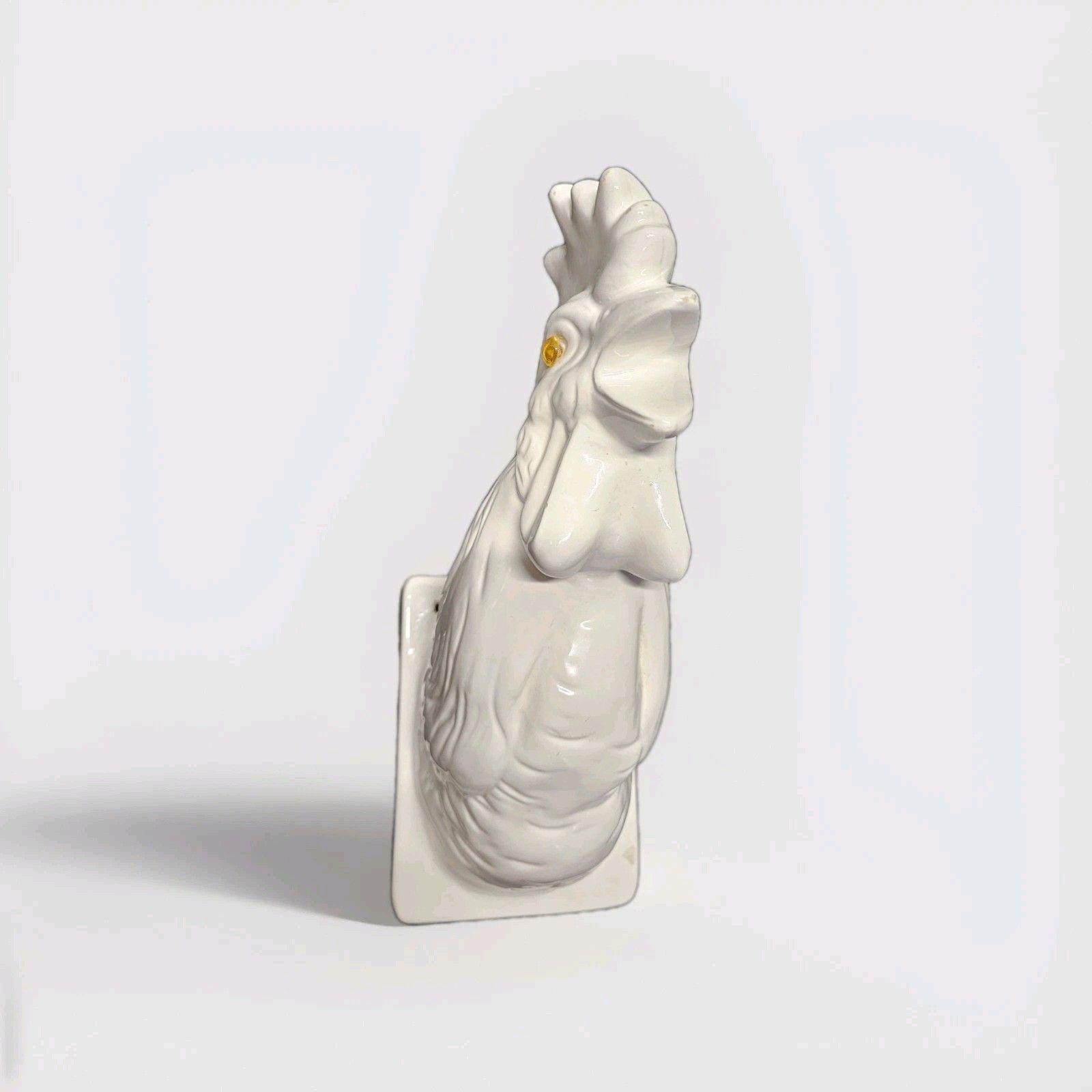 Vintage Ceramic Rooster Towel/Apron Holder, Farmhouse Home Decor 12" T24