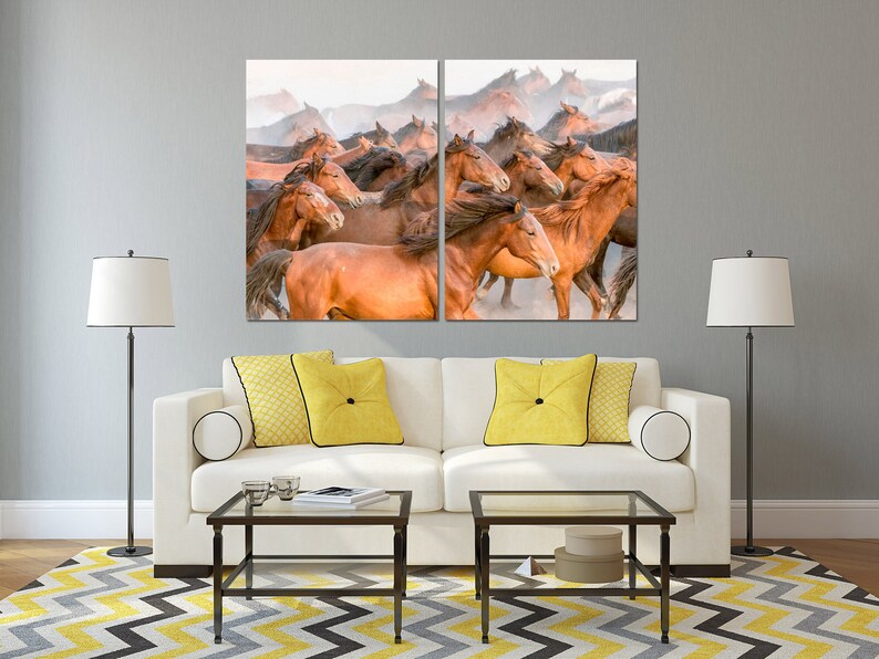 beautiful horses ready to hang canvas wall art horses poster gift horses run gallop in dust photo wall decor horses running artwork print