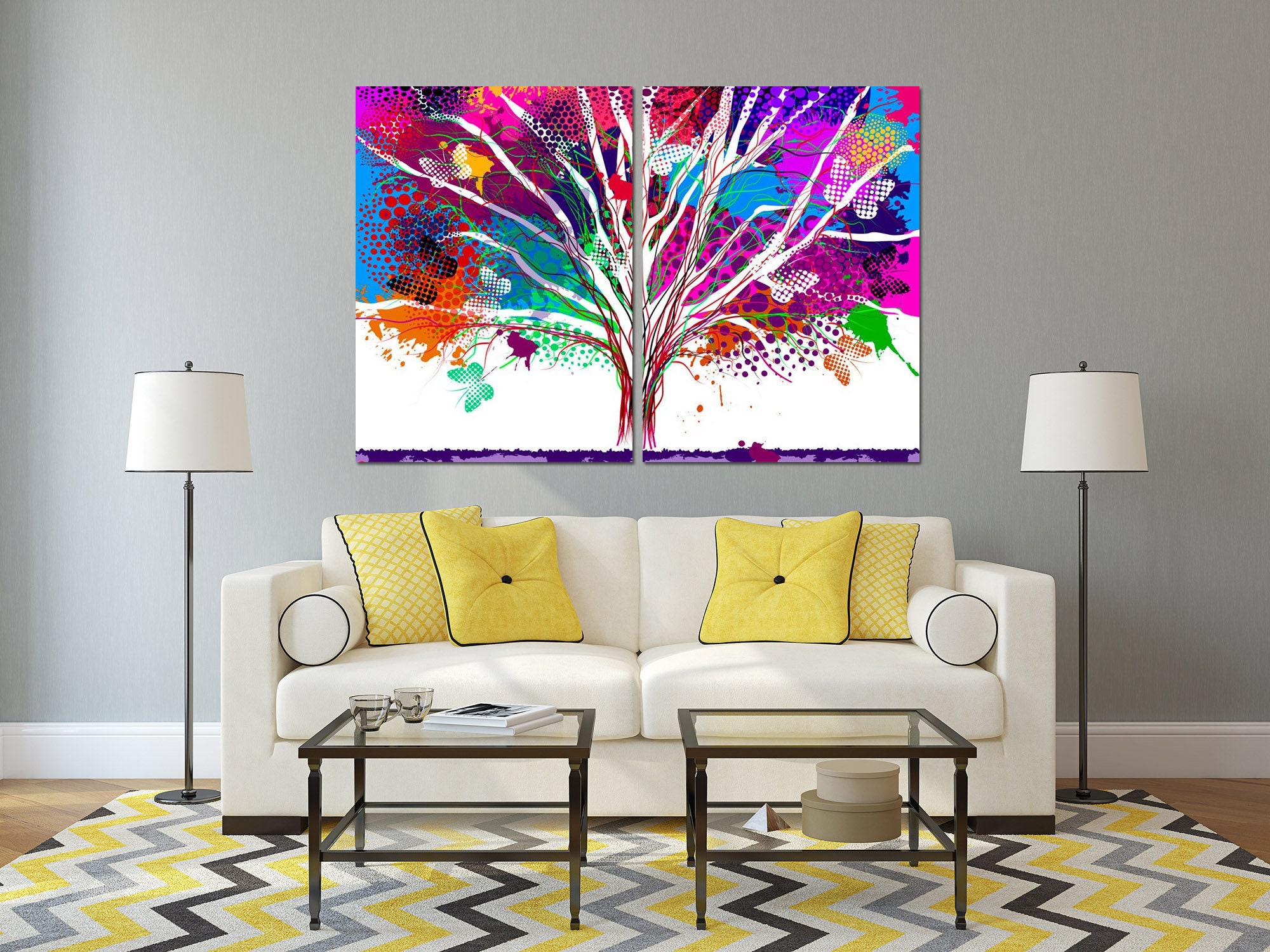 Abstract Tree Wall Art Tree Art Watercolor Abstract Canvas Etsy