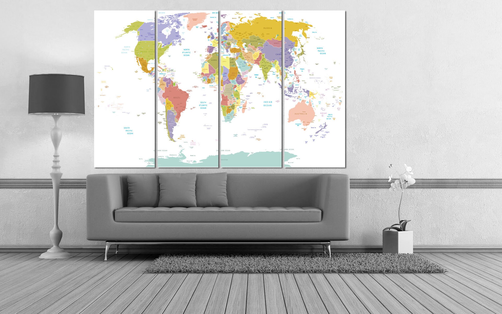 World Map Wall Art World Map Push Pin World Map Canvas | Etsy