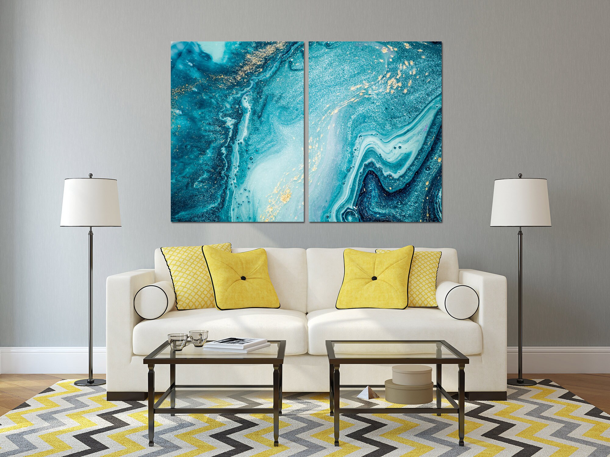 Turquoise marble abstract wall art canvas print blue ocean Etsy