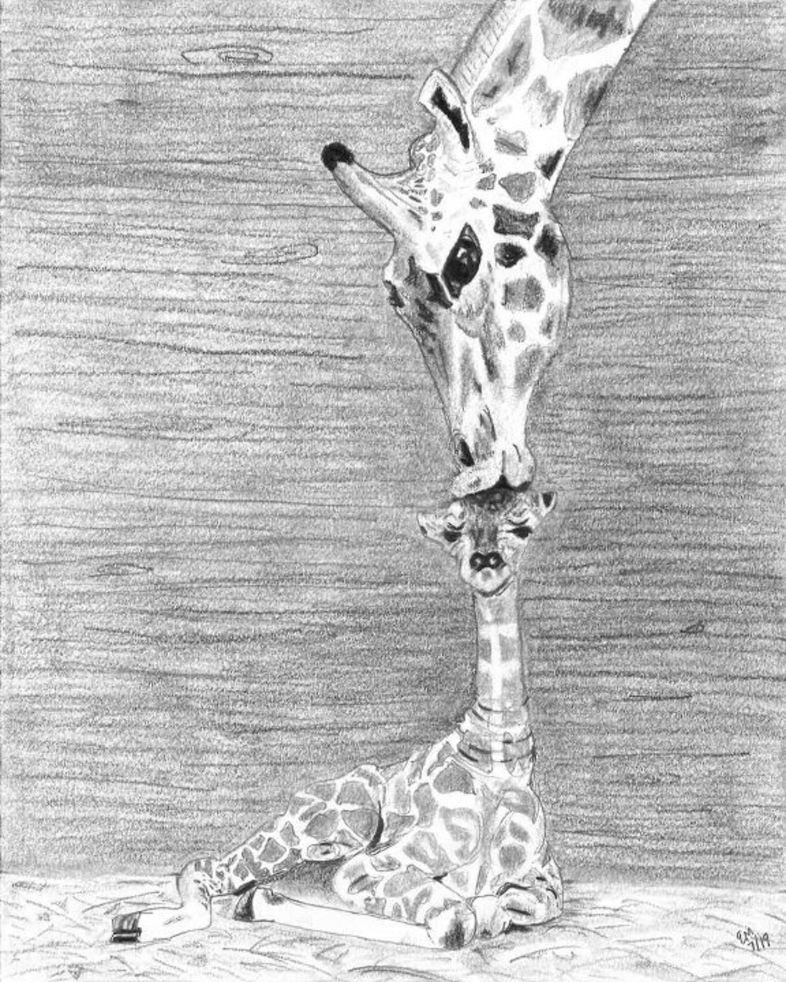 Mom and Baby Giraffe Mom and Baby Giraffe Art Print Nursery Etsy