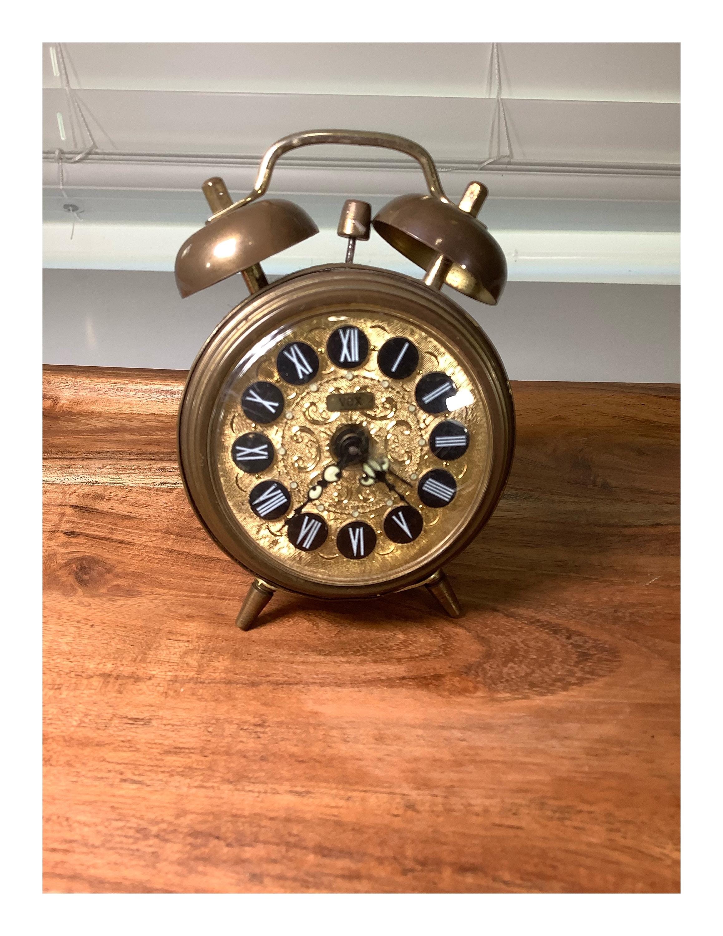 Vintage MCM Vox Brass Alarm Clock, Made in Germany, Time Pieces, Collectable Clocks, Mid 20th Century Decor, Gifts, Birthday, Mechanical