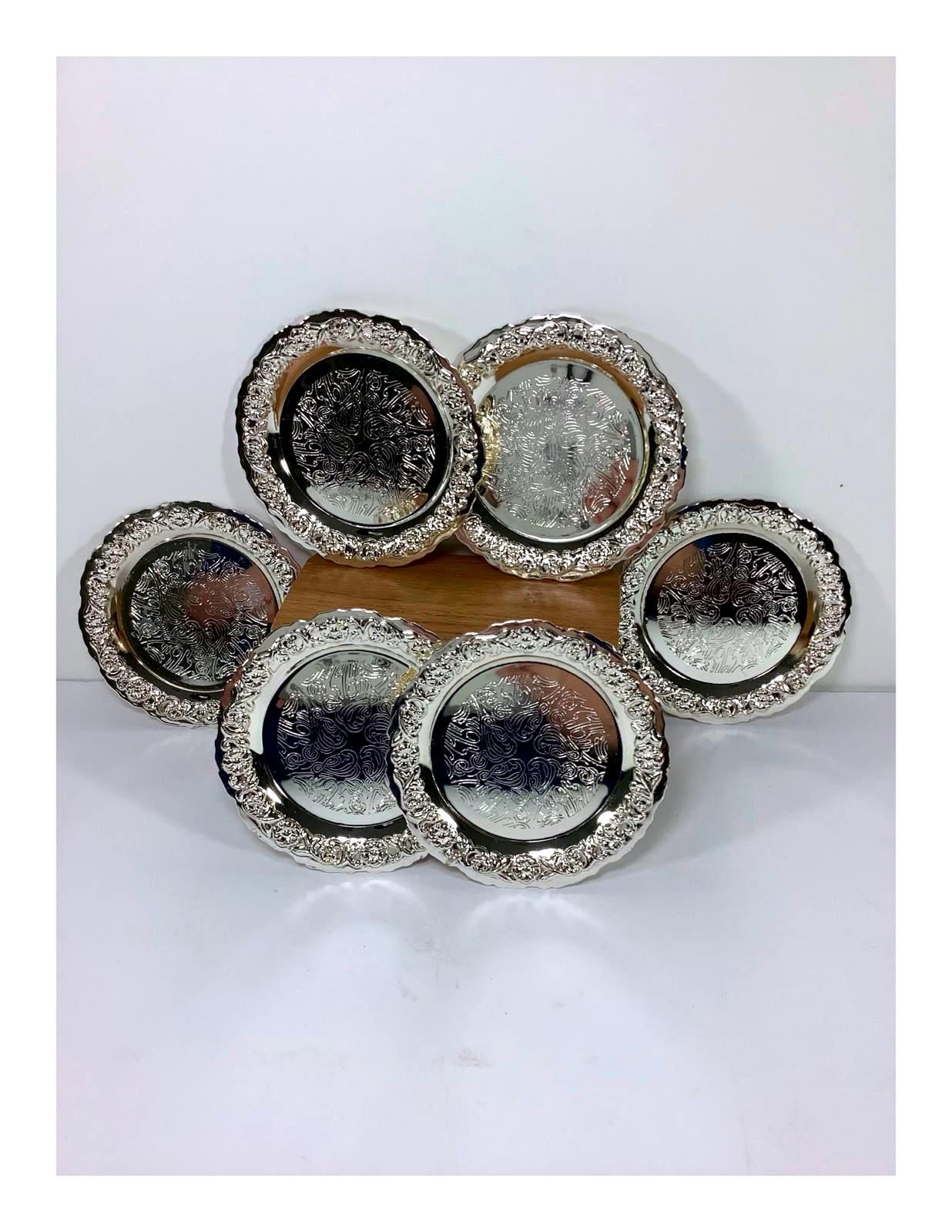 MCM Vintage Queens Anne Silver Plated Hors D’oeuvre  Plates , Set of 6