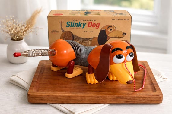 Vintage Disney Slinky Dog, Collector's Edition Pull Toy - Etsy