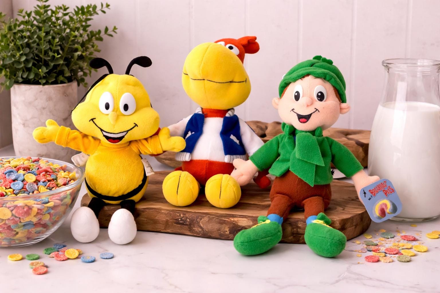 Vintage General Mills Breakfast Pals Plush Set, 90s Cereal Mascots